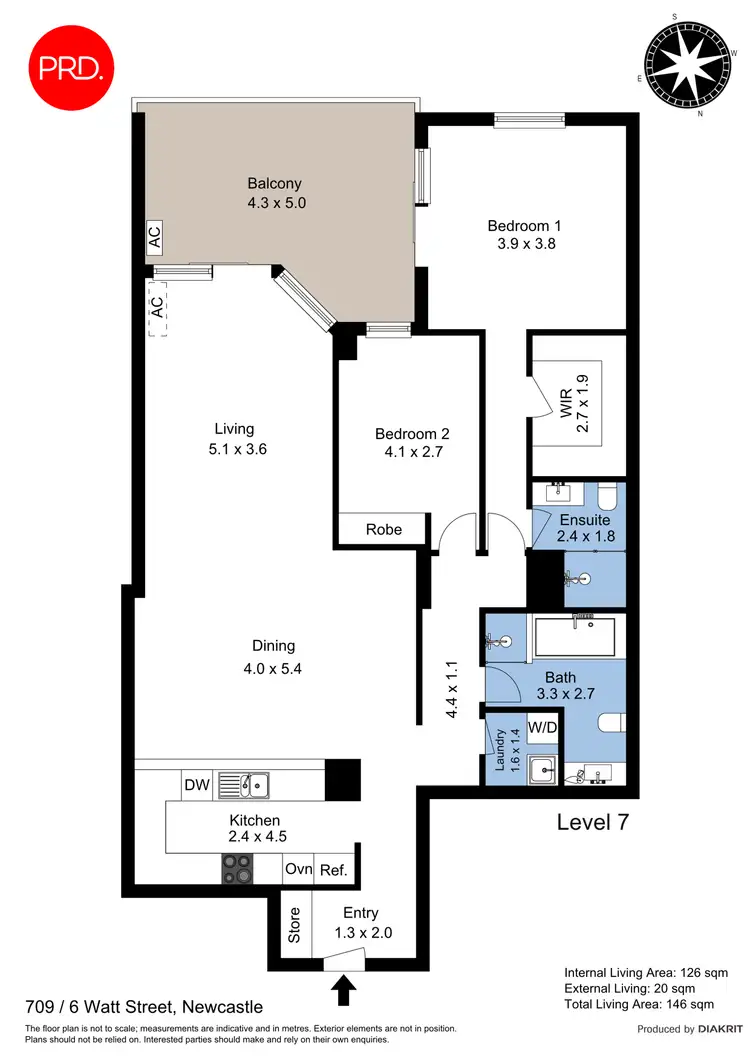 Floorplan of Homely unit listing, 709/6 Watt Street, Newcastle NSW 2300