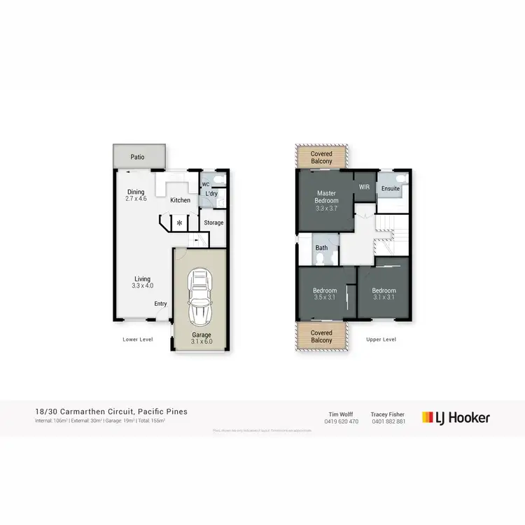 Floorplan of Homely townhouse listing, 18/30 Carmarthen Circuit, Pacific Pines QLD 4211
