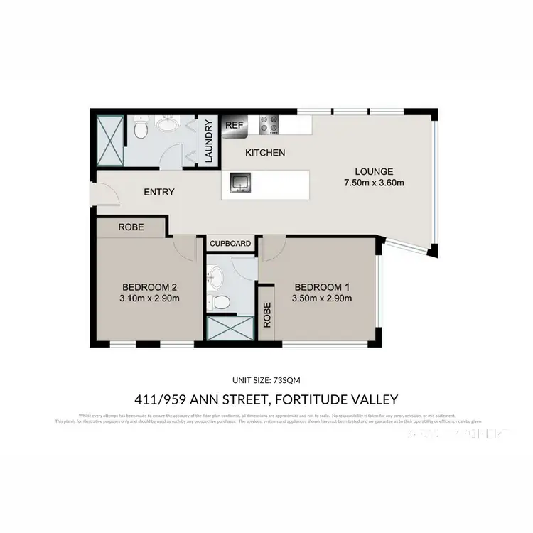 Floorplan of Homely apartment listing, 411/959 Ann Street, Fortitude Valley QLD 4006