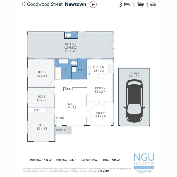 Floorplan of Homely house listing, 13 Goodwood Street, Newtown QLD 4350