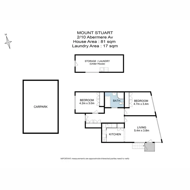 Floorplan of Homely unit listing, 2/10 Abermere Avenue, Mount Stuart TAS 7000