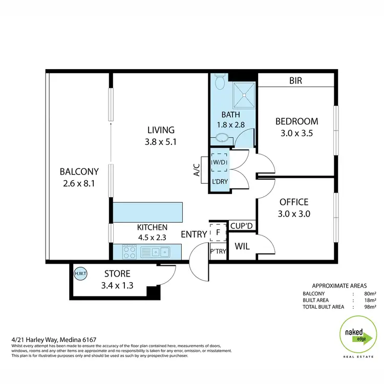 Floorplan of Homely unit listing, 4/21 Harley Way, Medina WA 6167