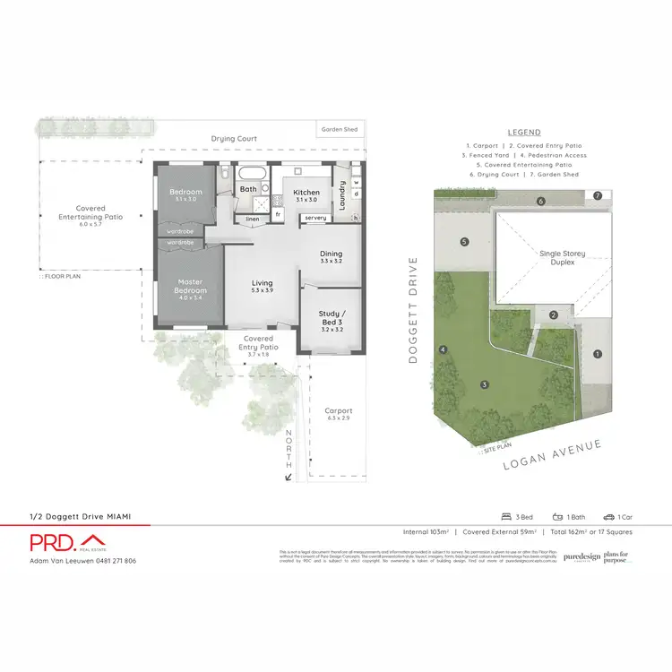 Floorplan of Homely semi-detached listing, 1/2 Doggett Drive, Miami QLD 4220