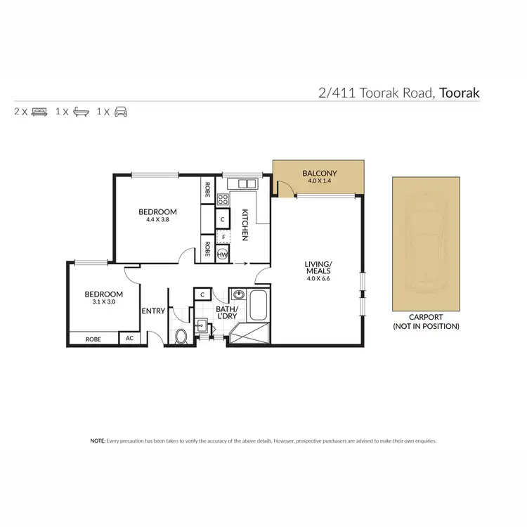 Floorplan of Homely apartment listing, 2/411 Toorak Road, Toorak VIC 3142