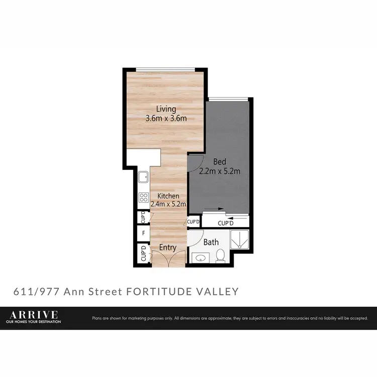 Floorplan of Homely apartment listing, 611/977 Ann Street, Fortitude Valley QLD 4006
