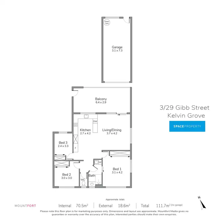 Floorplan of Homely unit listing, 3/29 Gibb Street, Kelvin Grove QLD 4059