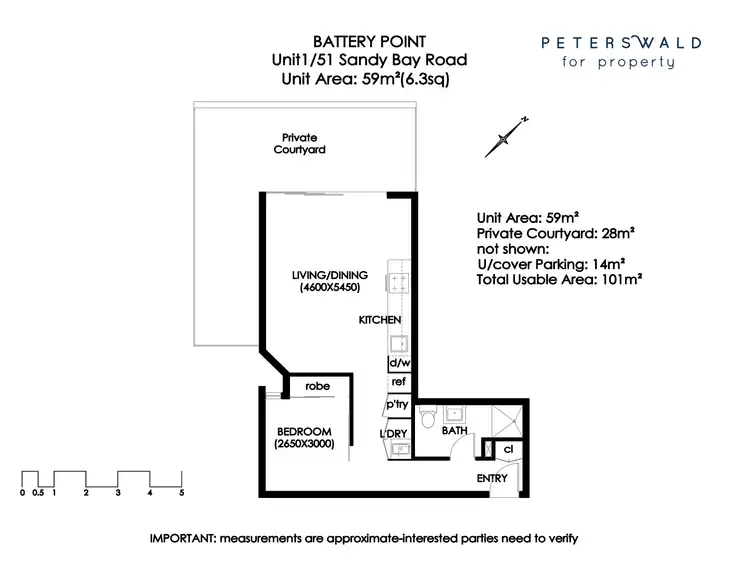 Floorplan of Homely apartment listing, 1/51 Sandy Bay Road, Battery Point TAS 7004