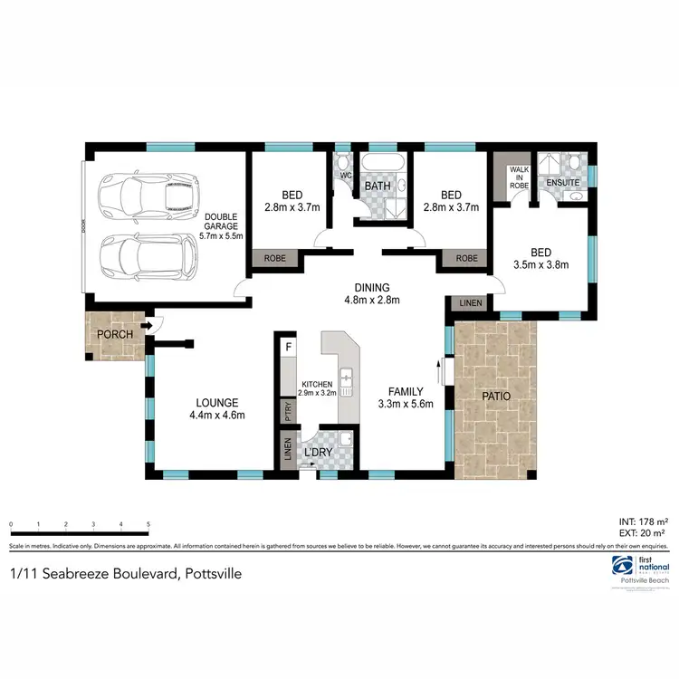 Floorplan of Homely semi-detached listing, 1/11 Seabreeze Boulevard, Pottsville NSW 2489