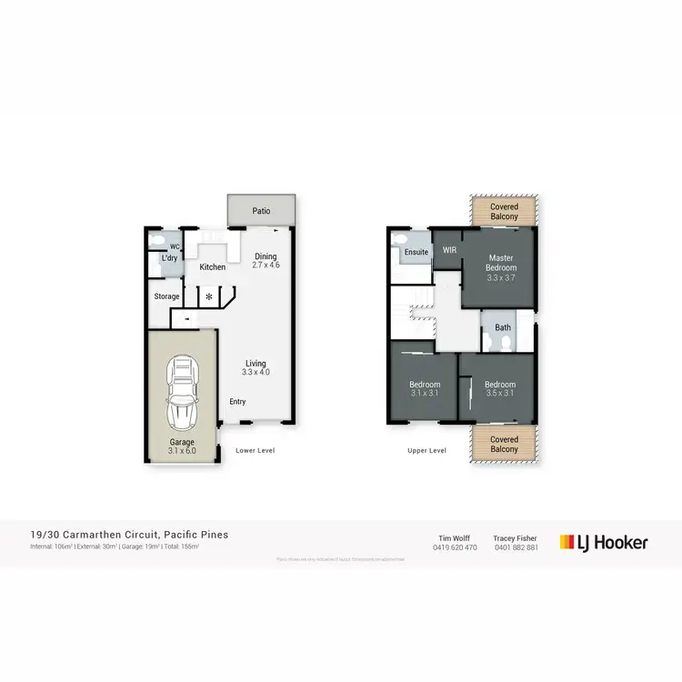 Floorplan of Homely townhouse listing, 19/30 Carmarthen Circuit, Pacific Pines QLD 4211