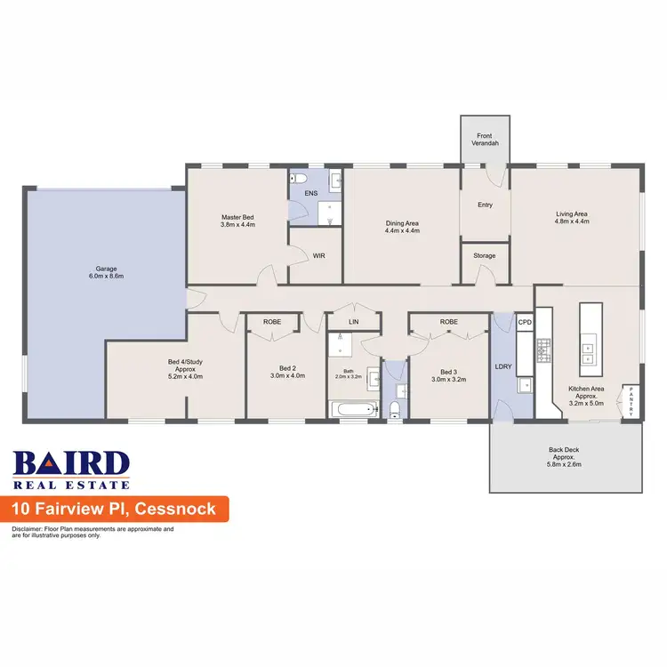 Floorplan of Homely house listing, 10 Fairview Place, Cessnock NSW 2325