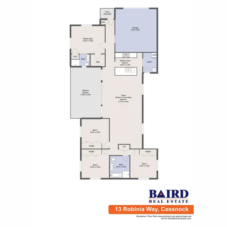Floorplan of Homely house listing, 13 Robinia Way, Cessnock NSW 2325