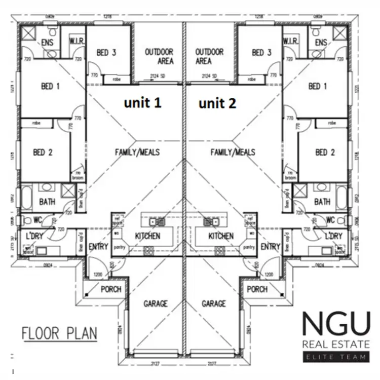 Floorplan of Homely semi-detached listing, 1&2/14 Ridge Drive, Cambooya QLD 4358