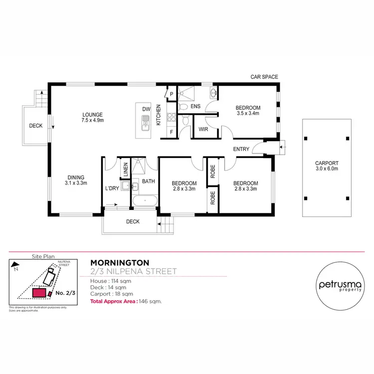 Floorplan of Homely unit listing, 2/3 Nilpena Street, Mornington TAS 7018