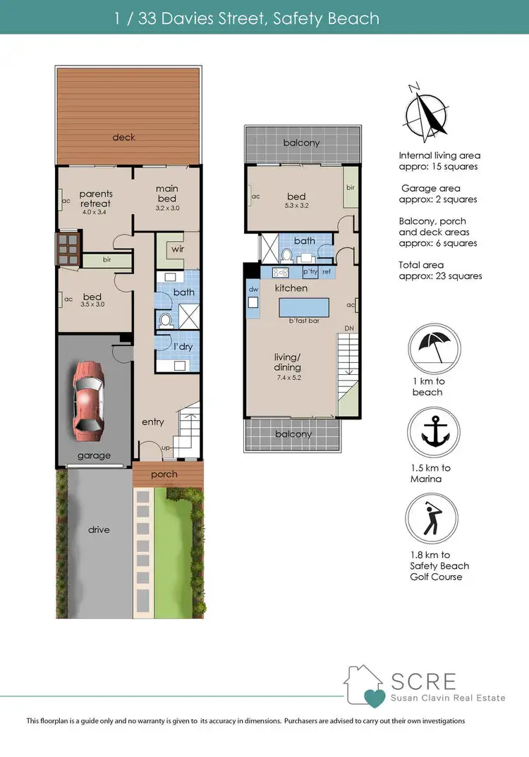 Floorplan of Homely townhouse listing, 1/33 Davies Street, Safety Beach VIC 3936