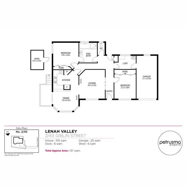 Floorplan of Homely unit listing, 2/43 Giblin Street, Lenah Valley TAS 7008