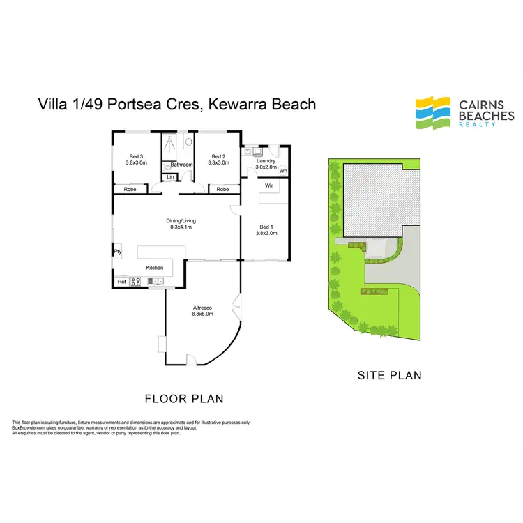 Floorplan of Homely semi-detached listing, 1/49 Portsea Crescent, Kewarra Beach QLD 4879