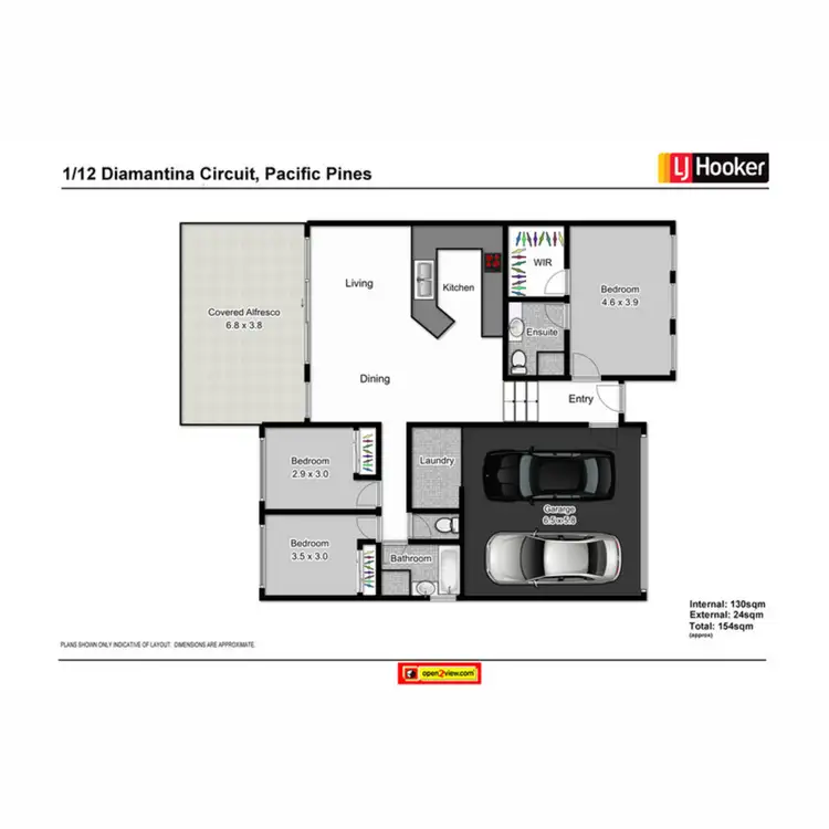 Floorplan of Homely semi-detached listing, 1/12 Diamantina Circuit, Pacific Pines QLD 4211