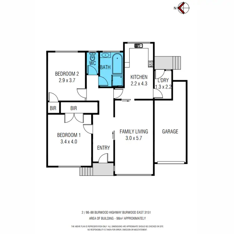 Floorplan of Homely unit listing, 2/86-88 Burwood Highway, Burwood East VIC 3151