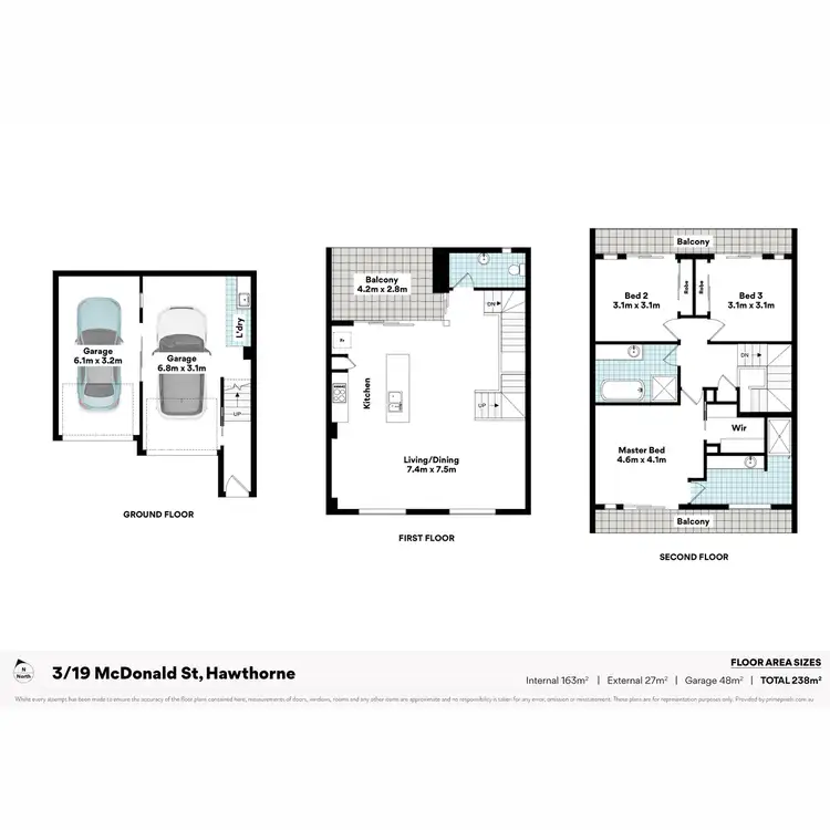 Floorplan of Homely townhouse listing, 3/19 McDonald Street, Hawthorne QLD 4171