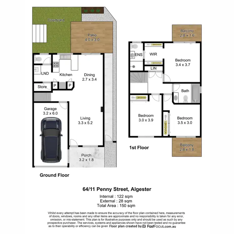 Floorplan of Homely townhouse listing, 64/11 Penny Street, Algester QLD 4115