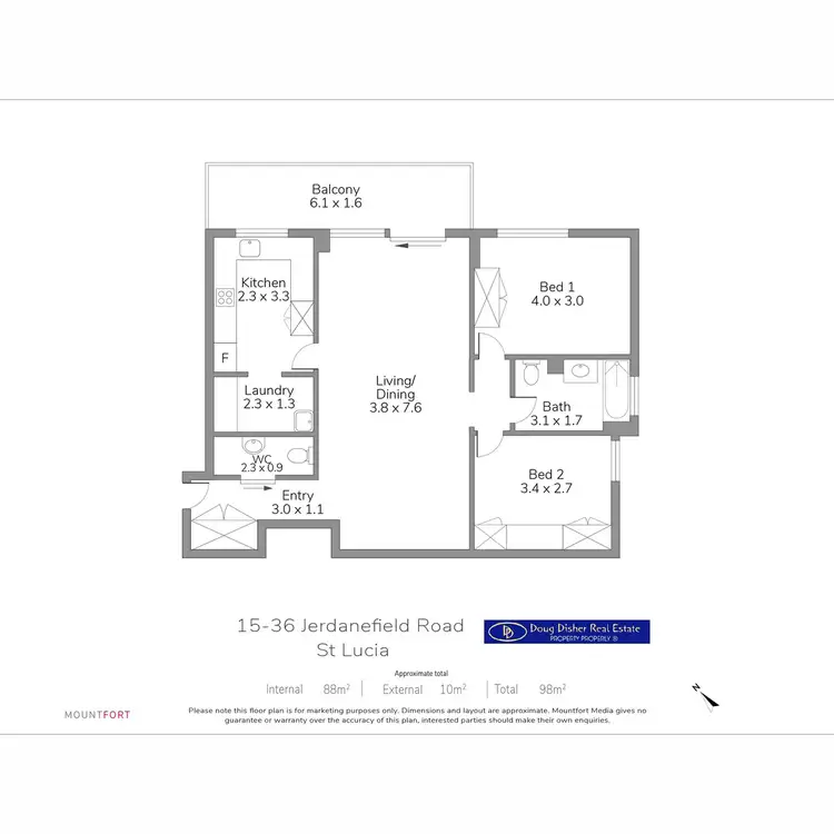 Floorplan of Homely unit listing, 15/36 Jerdanefield Road, St Lucia QLD 4067