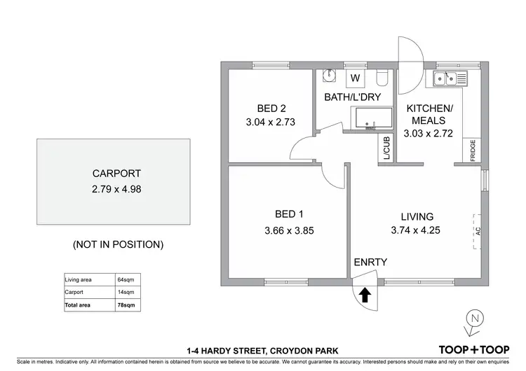 Floorplan of Homely unit listing, 1/4 Hardy Street, Croydon Park SA 5008