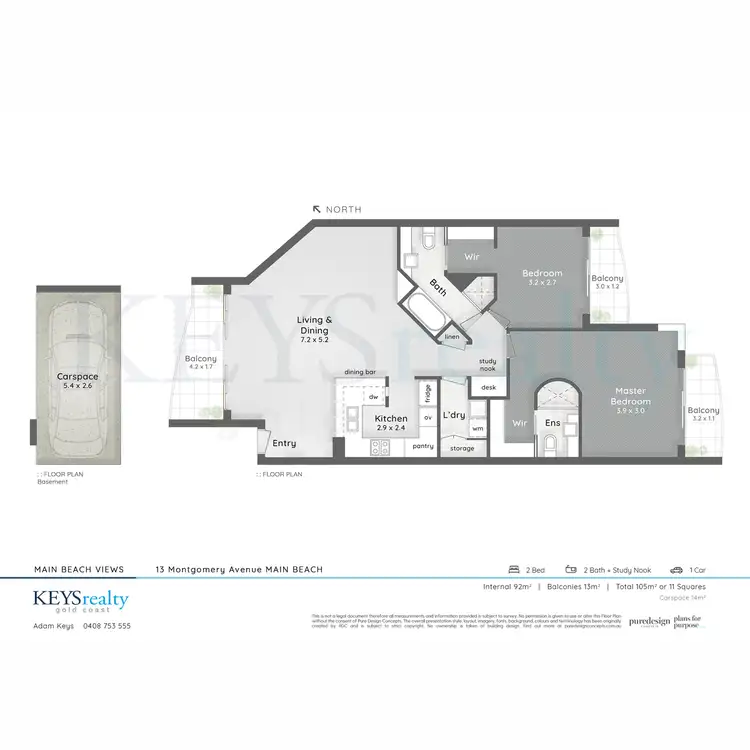 Floorplan of Homely apartment listing, 11/13 Montgomery Avenue, Main Beach QLD 4217
