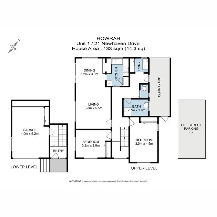 Floorplan of Homely unit listing, 1/21 Newhaven Drive, Howrah TAS 7018