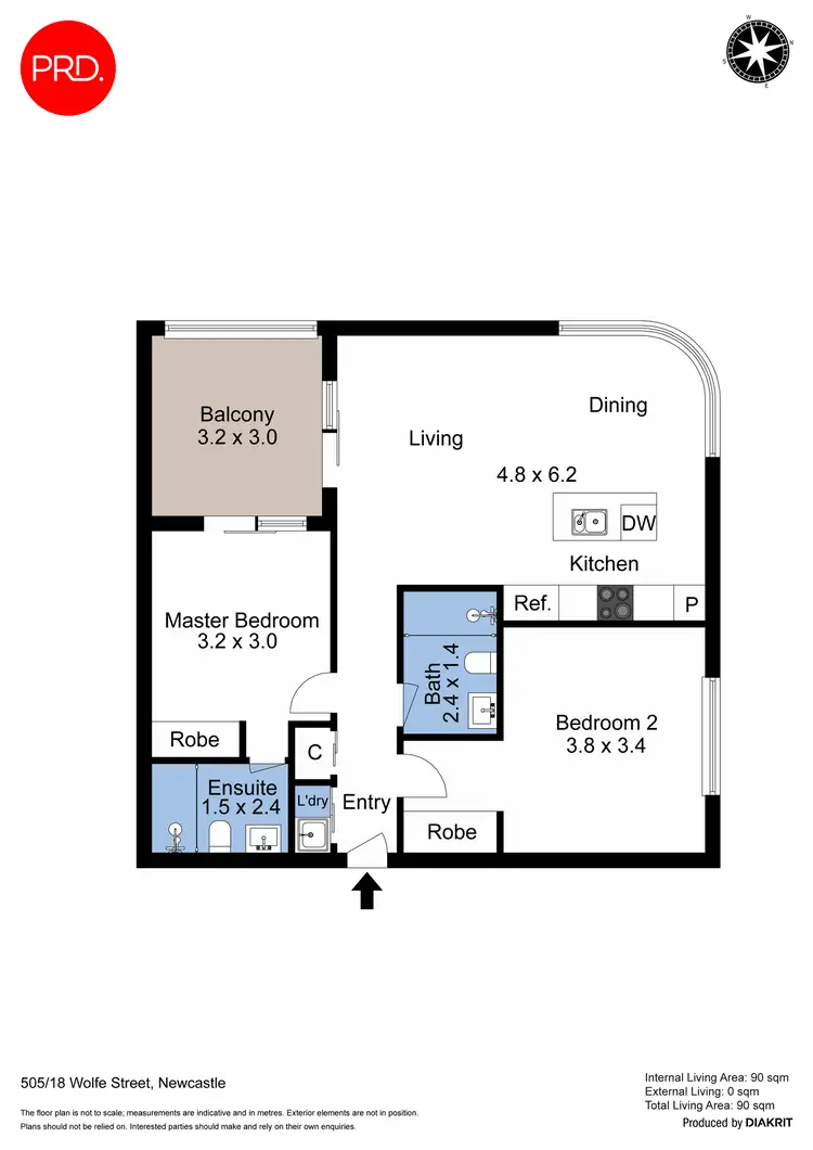 Floorplan of Homely apartment listing, 505/18 Wolfe Street, Newcastle NSW 2300