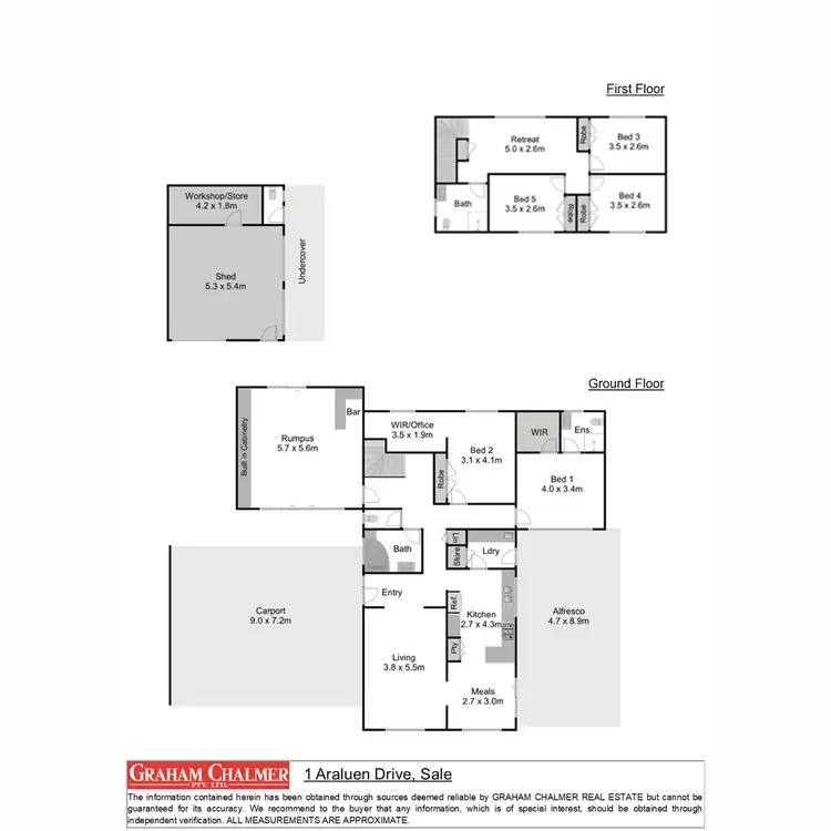 Floorplan of Homely house listing, 1 Araluen Drive, Sale VIC 3850