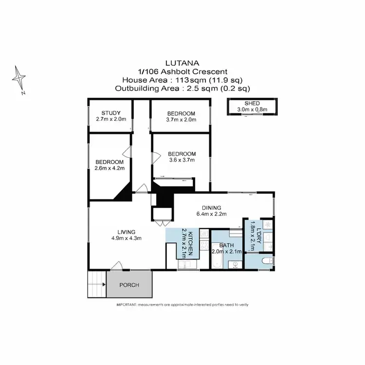 Floorplan of Homely house listing, 1/106 Ashbolt Crescent, Lutana TAS 7009