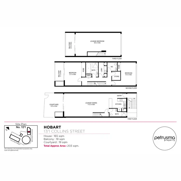Floorplan of Homely unit listing, 17/1 Collins Street, Hobart TAS 7000