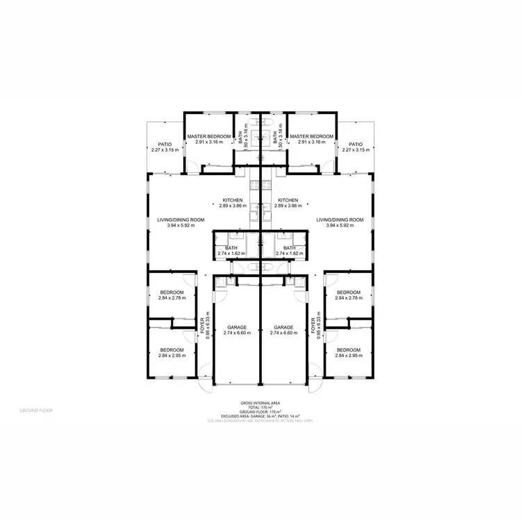 Floorplan of Homely semi-detached listing, 6A & 6B Cardamon Crescent, Glenvale QLD 4350