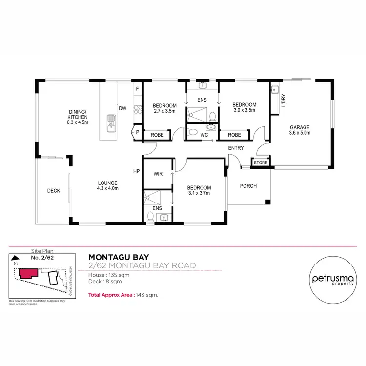 Floorplan of Homely unit listing, 2/62 Montagu Bay Road, Montagu Bay TAS 7018