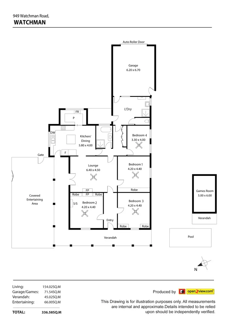 Floorplan of Homely rural property listing, 949 Watchman Road, Watchman SA 5461