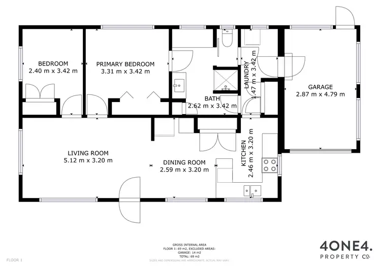 Floorplan of Homely unit listing, 1/32 Wariga Road, Glenorchy TAS 7010