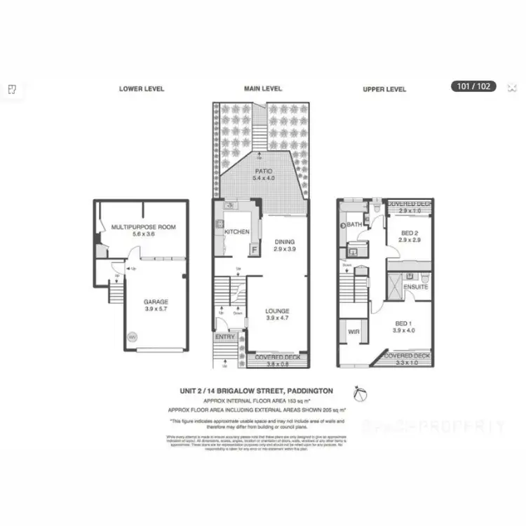Floorplan of Homely townhouse listing, 2/14 Brigalow Street, Paddington QLD 4064