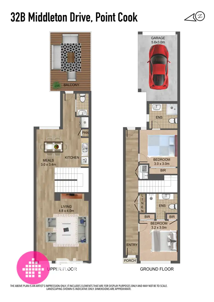 Floorplan of Homely townhouse listing, 32B Middleton Drive, Point Cook VIC 3030