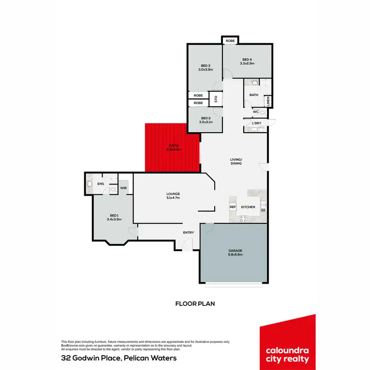 Floorplan of Homely house listing, 32 Godwin Place, Pelican Waters QLD 4551