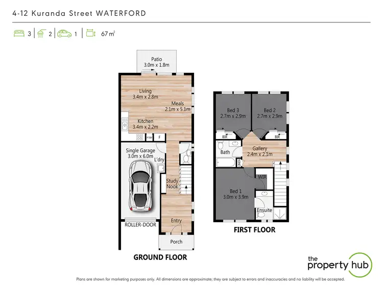 Floorplan of Homely townhouse listing, 4/12 Kuranda Street, Waterford QLD 4133