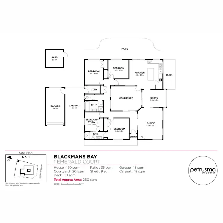 Floorplan of Homely house listing, 1 Emerald Court, Blackmans Bay TAS 7052