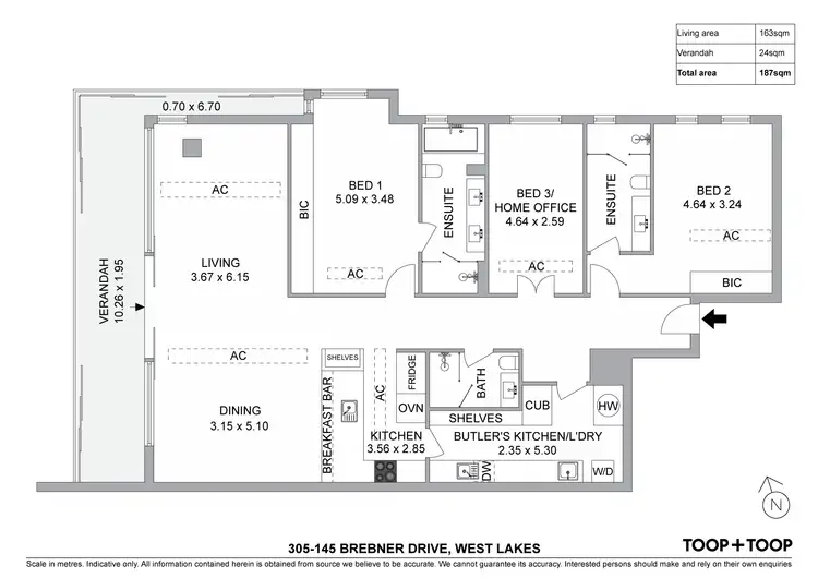 Floorplan of Homely apartment listing, 305/145 Brebner Drive, West Lakes SA 5021