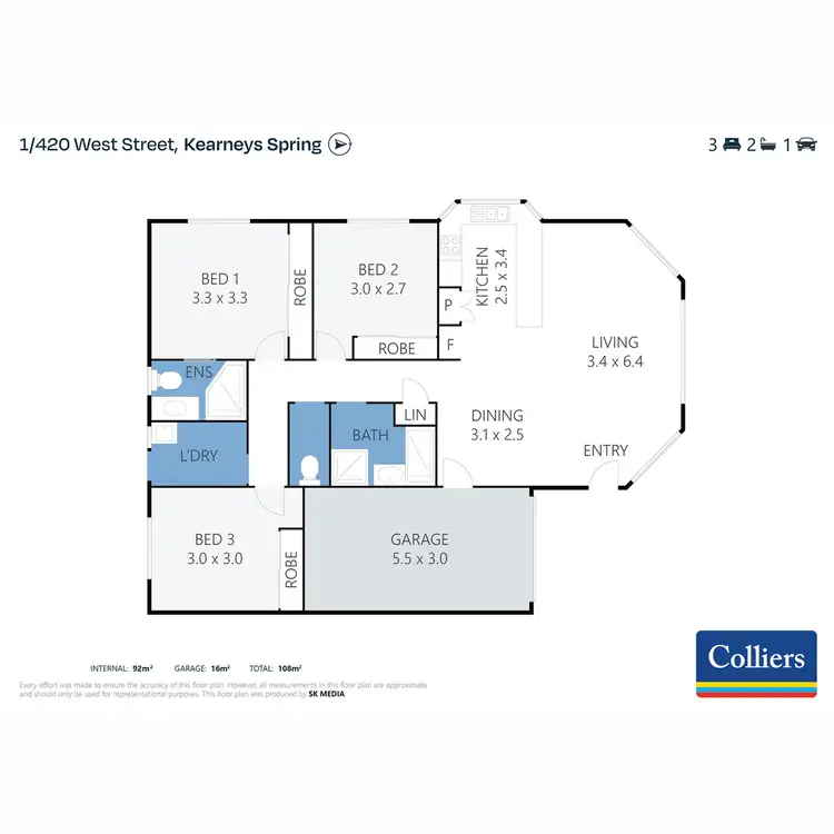 Floorplan of Homely unit listing, 1/420 West Street, Kearneys Spring QLD 4350