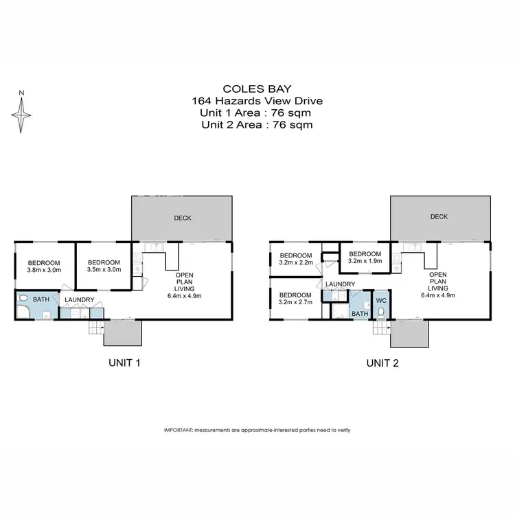 Floorplan of Homely villa listing, 1 and 2/164 Hazards View Drive, Coles Bay TAS 7215