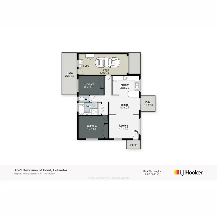 Floorplan of Homely semi-detached listing, 1/49 Government Road, Labrador QLD 4215