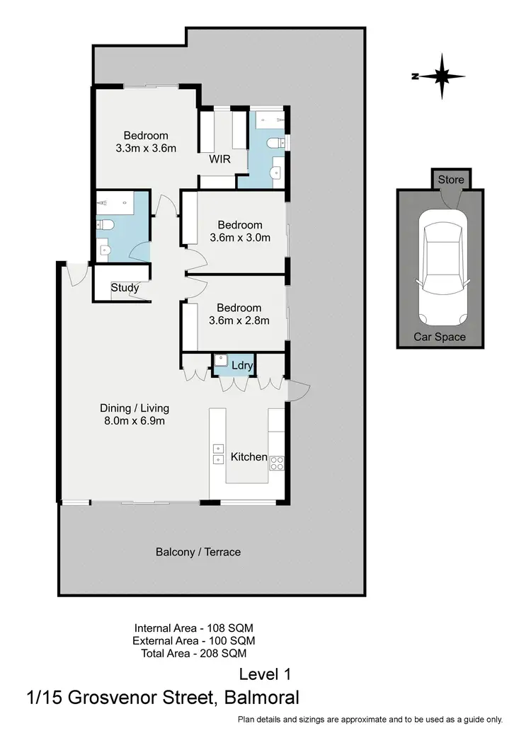 Floorplan of Homely unit listing, 1/15 Grosvenor Street, Balmoral QLD 4171