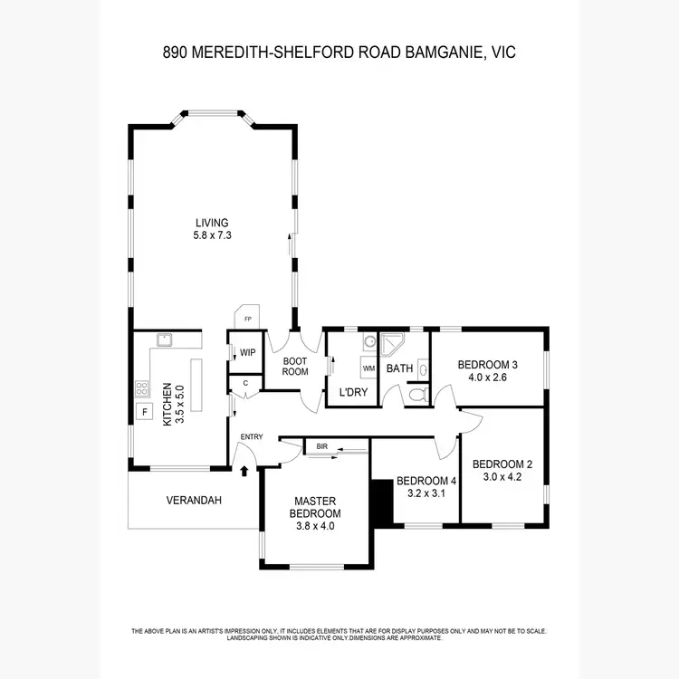 Floorplan of Homely rural property listing, 890 Meredith Shelford Road, Bamganie VIC 3333