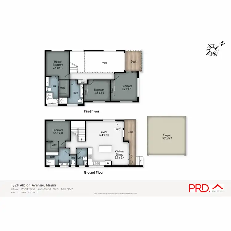 Floorplan of Homely semi-detached listing, 1/20 Albion Avenue, Miami QLD 4220