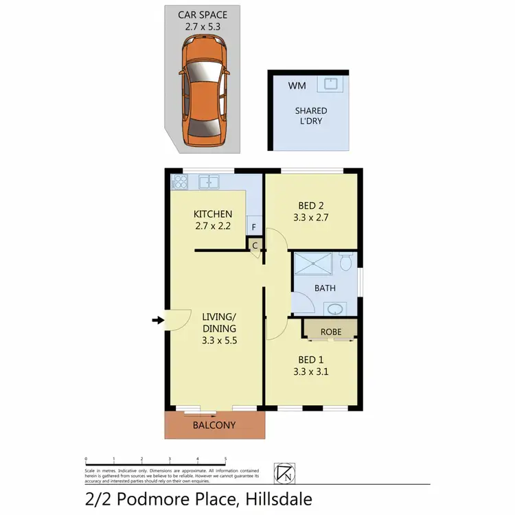 Floorplan of Homely apartment listing, 2/2 Podmore Place, Hillsdale NSW 2036