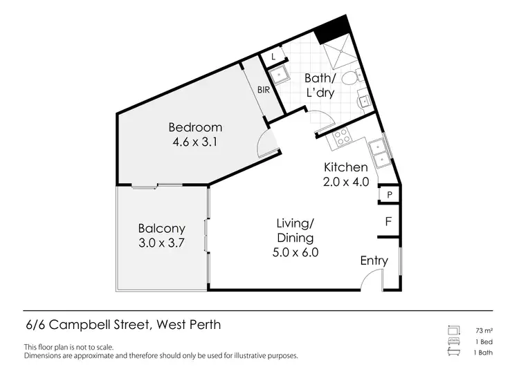 Floorplan of Homely unit listing, 6/6 Campbell Street, West Perth WA 6005